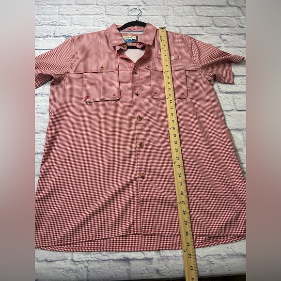 Magellan Outdoors Men's Red Gingham Fisherman Gear, Angler Fit Short Sleeve. - Picture 7 of 7